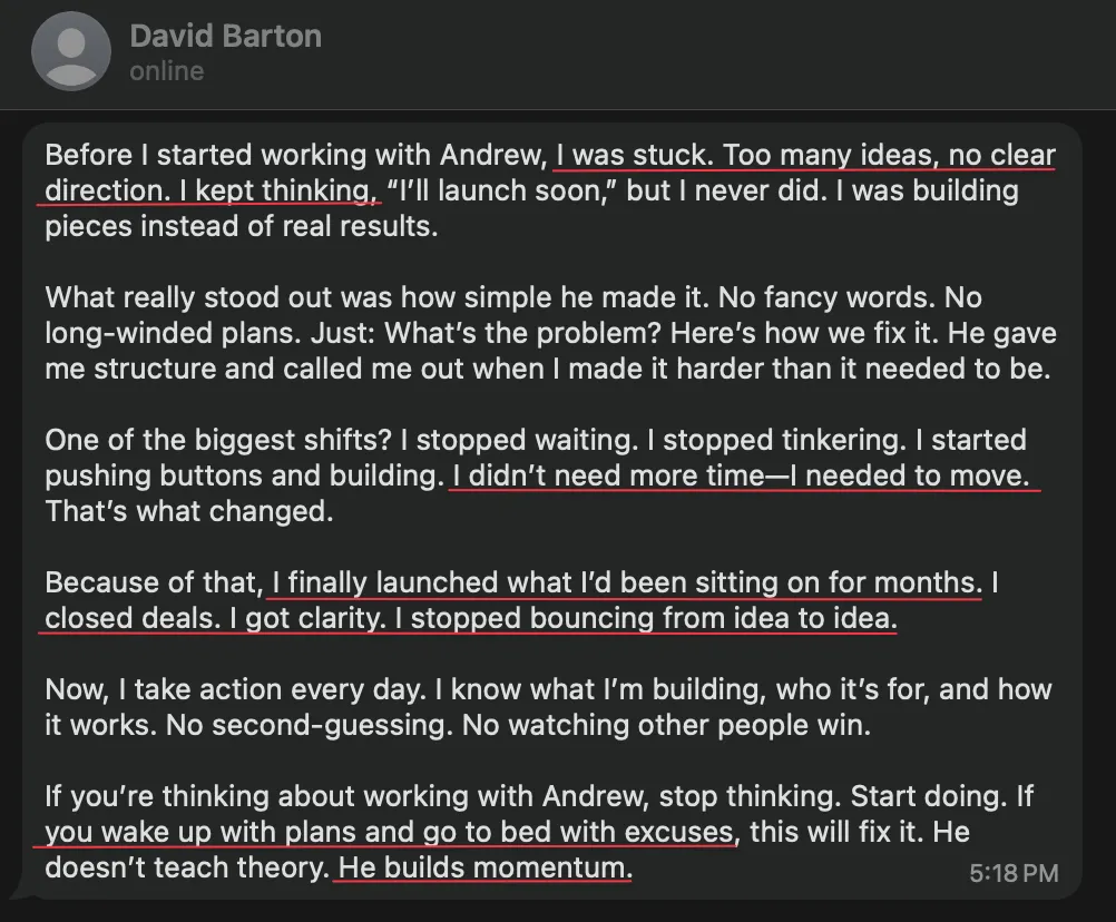 Original client or community feedback screenshot 2