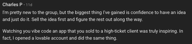 Original client or community feedback screenshot 3