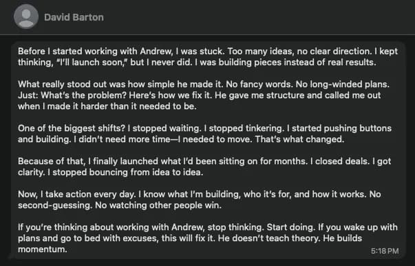 Original client or community feedback screenshot 6