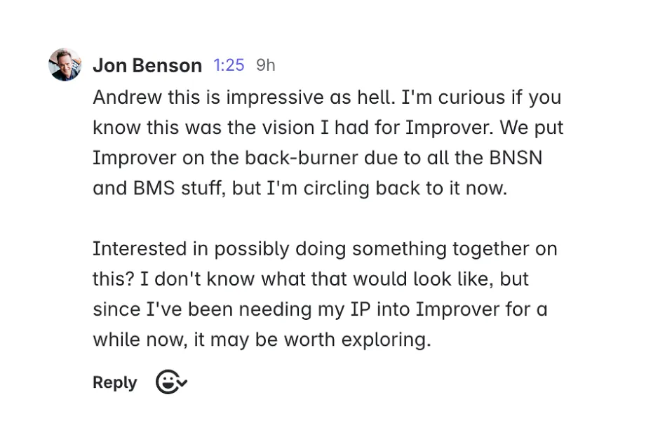 Original client or community feedback screenshot 9
