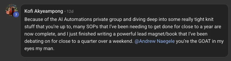 Original client or community feedback screenshot 11