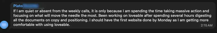 Original client or community feedback screenshot 13