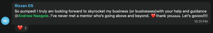 Original client or community feedback screenshot 15