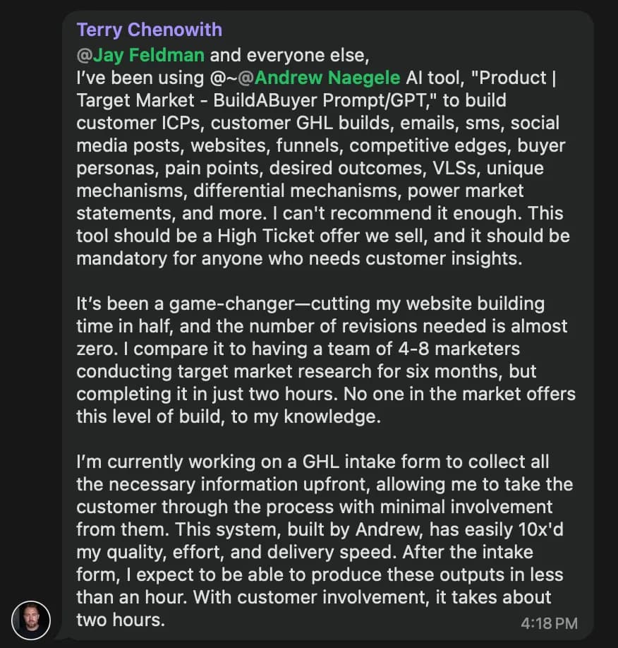 Original client or community feedback screenshot 16