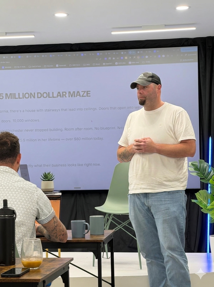 Andrew speaking at Million Dollar Maze event