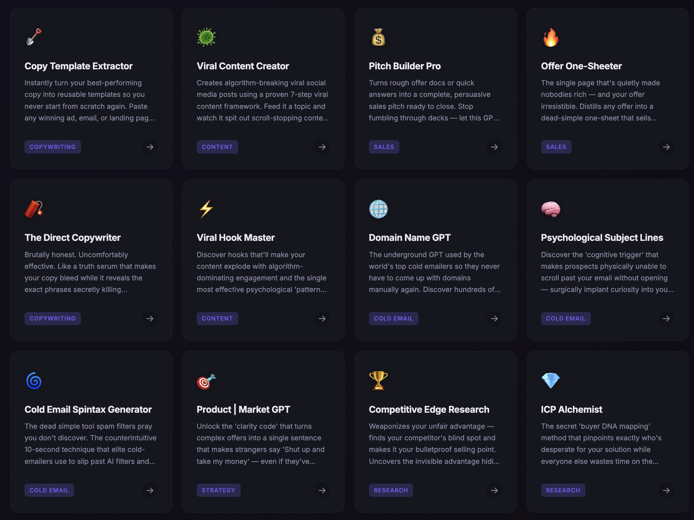 78+ Custom GPTs — Copywriting, Sales, Cold Email, Research